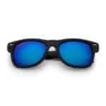 Lunettes de soleil style classique noir mat | verres miroir bleus
