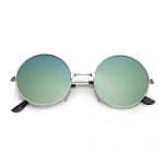 Lunettes de soleil rondes hippies | verres miroir or-argent
