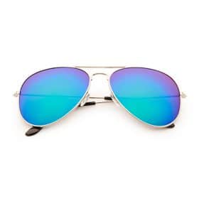 Lunettes de soleil aviateur argentées | Verres miroir bleu/vert
