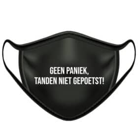 Mondkapje geen paniek tanden niet gepoetst