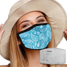 Mondkapje met filter blauw paisley sfeer
