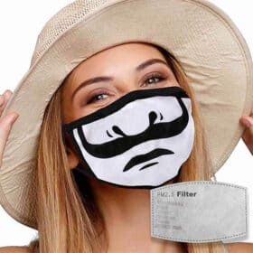 Mondkapje met filter mond met snor sfeer