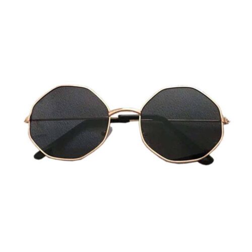 Lunettes de soleil coins ronds or | Verres noirs