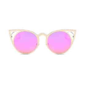 Lunettes de soleil rondes avec oreilles de chat rose/or
