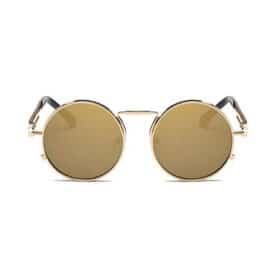 Lunettes de soleil rondes dorées pour festival