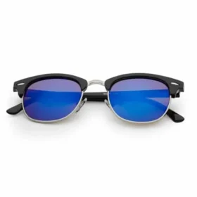 Club lunettes de soleil noire | verres miroir bleu foncé