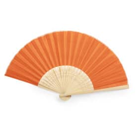 Éventail à main bambou/polyester orange