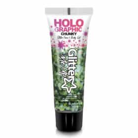 Gel Pailletée Holographique Chunky Visage & Corps - Green Envy