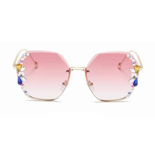 Lunettes de soleil diamant rose angles arrondis