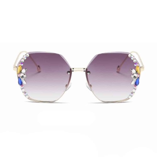 Lunettes de soleil diamant violet bords ronds
