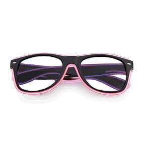 Lunettes LED avec verres clairs noirs - rose néon
