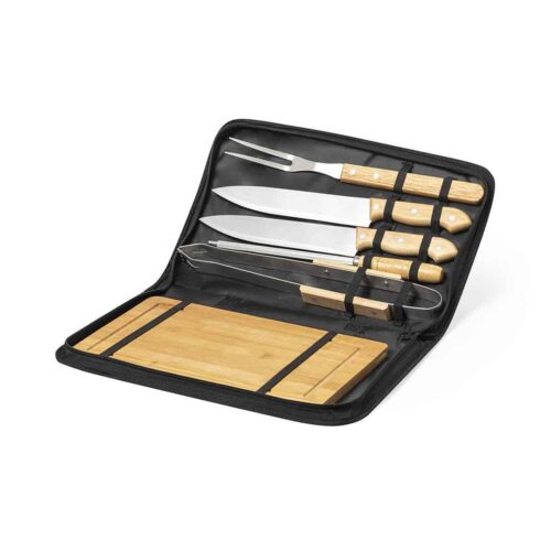 Set de barbecue avec planche à découper en bambou 6 pièces