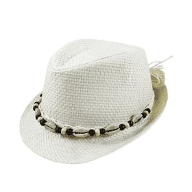 Chapeau fedora coquillages blanc