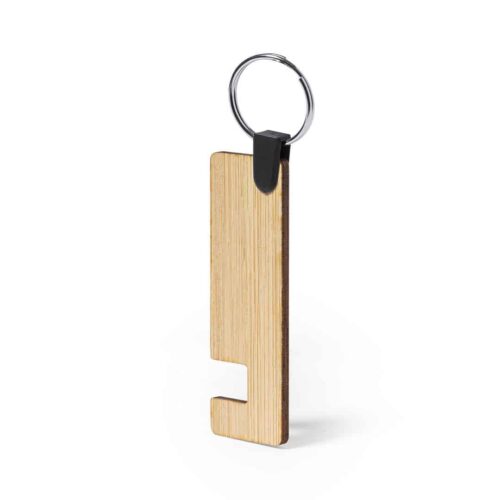 Porte-clés avec support de téléphone en bambou