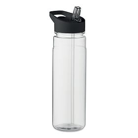 Bouteille d'eau noire RPET avec paille