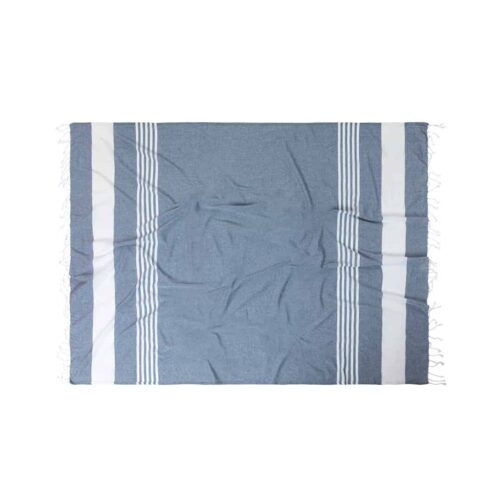 Serviette de plage 210 x 150 cm coton bleu