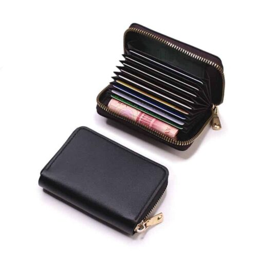 Porte-cartes en similicuir noir