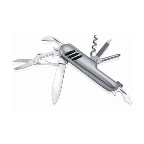 Couteau de poche multifonction en inox argent