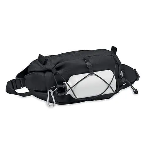 Sac banane avec porte-bouteille RPET/polyester - noir