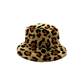 Chapeau seau fluffy Yucka en fausse fourrure imprimé panthère
