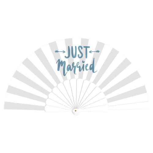 Éventail Just married blanc