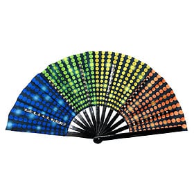 Discofan - Éventail XXL grand avec éclairage LED arc-en-ciel Pride - Imprimé disco