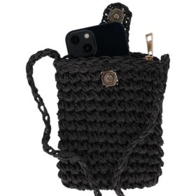 Pochette téléphonique en papier tressé noire