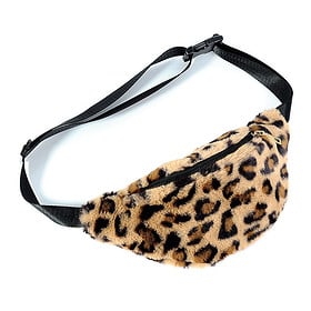 Sac banane en tissu teddy imprimé léopard