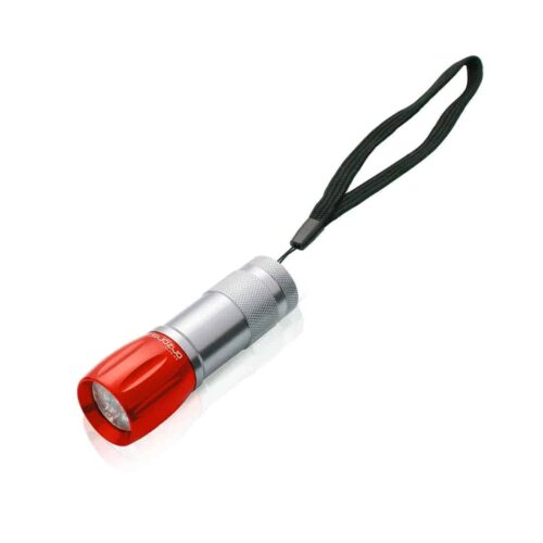 Lampe de poche 9 LED aluminium rouge/argent