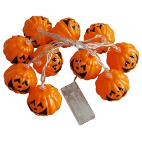Guirlande lumineuse citrouille Halloween 2 mètres 20 LED orange/noir