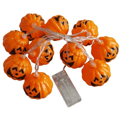 Guirlande lumineuse citrouille Halloween 2 mètres 20 LED orange/noir