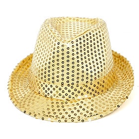 Chapeau festif en feutre à paillettes dorées