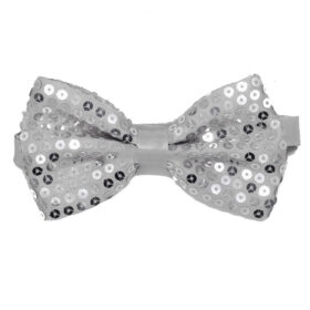 Nœud papillon en paillettes argentées
