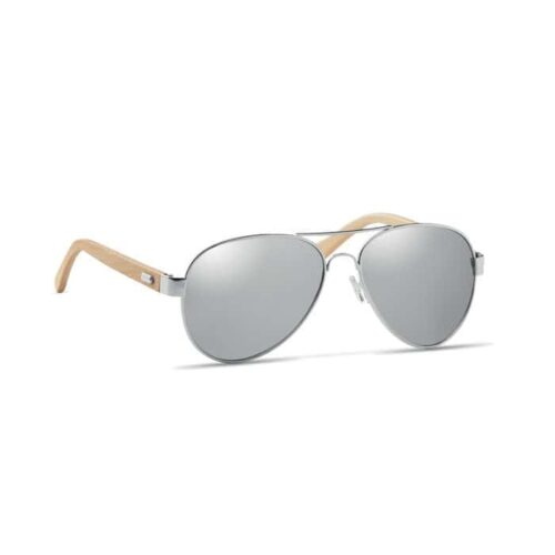 Lunettes de soleil avec étui en bambou argent