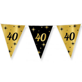 Guirlande de fanions 40 ans noir/or