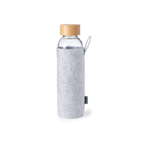 Bouteille à boisson en verre avec bouchon à vis en bambou et manchon 500 ml