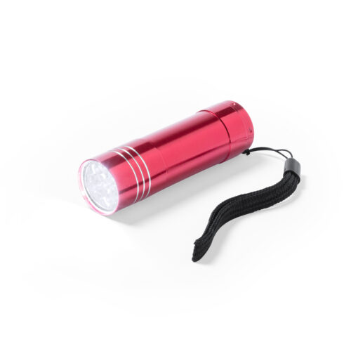 Lampe torche 9 LED aluminium rouge