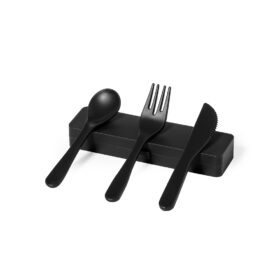 Ensemble de couverts noir mat avec étui de rangement 3 pièces