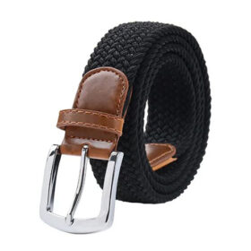 Ceinture tressée élastique noire - 110 cm