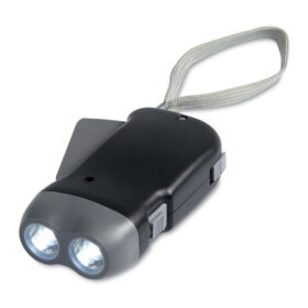 Lampe torche à dynamo 2 LED noire