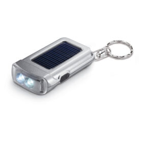 Lampe de poche avec panneau solaire porte-clés gris