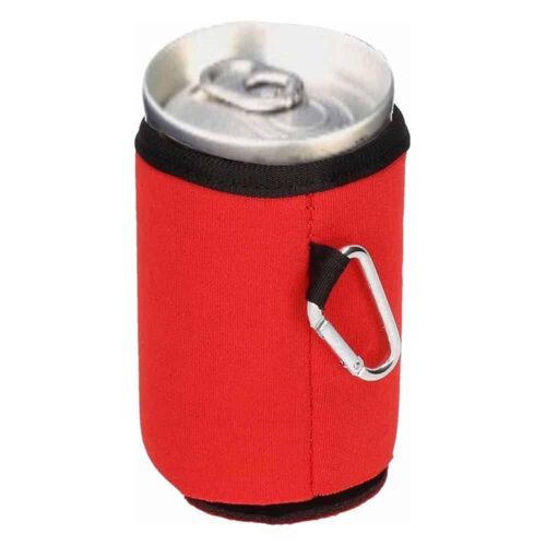 Housse pour canettes avec mousqueton rouge