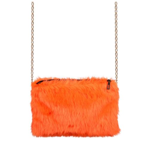 Sacoche en peluche avec chaîne orange