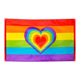 Drapeau arc-en-ciel pride avec cœur - 90 x 150 cm