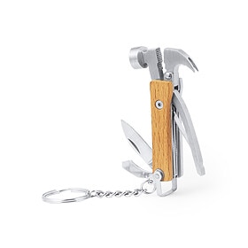 Porte-clés multifonction 7 fonctions Acier inoxydable/bois