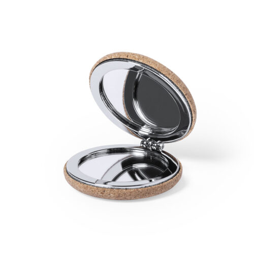 Miroir de poche liège brun 6,2 cm