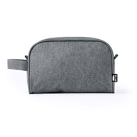 Trousse de toilette avec boucle de transport RPET polyester gris