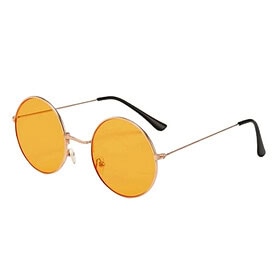 Lunettes de soleil rondes hippie avec verres miroir orange