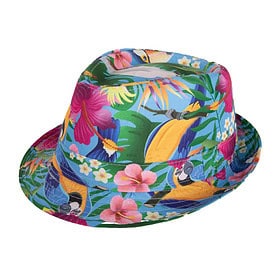 Chapeau de fête fedora Hawaï bleu