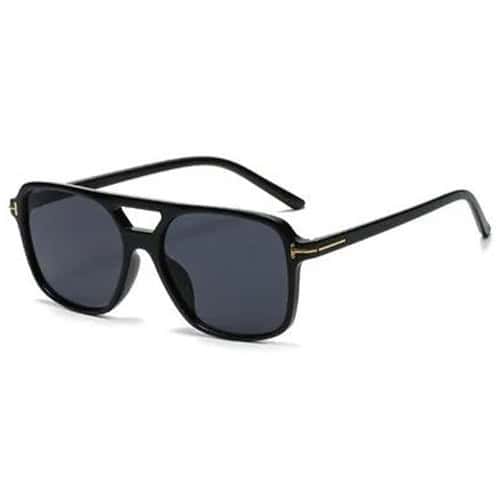 Lunettes de soleil pilotes carrées noires - Avec verres noirs